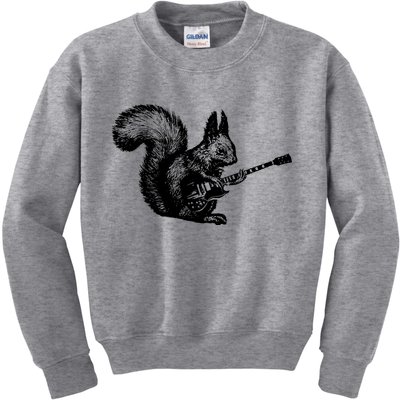 Squirrel Playing Guitar Funny Squirel Guitar Lover Guitar Kids Sweatshirt