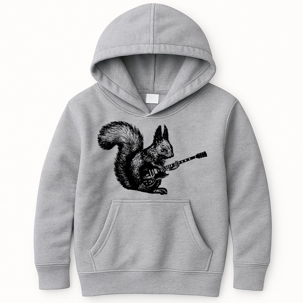 Squirrel Playing Guitar Funny Squirel Guitar Lover Guitar Kids Hoodie