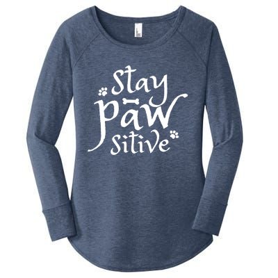 Stay Pawsitive Graphic Design Great Gift Women's Perfect Tri Tunic Long Sleeve Shirt