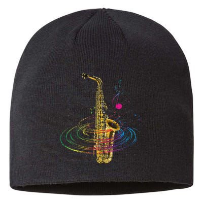 Sax Player Gift Idea Saxophonist Music Notes Saxophone Sustainable Beanie