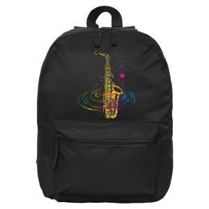 Sax Player Gift Idea Saxophonist Music Notes Saxophone 16 in Basic Backpack