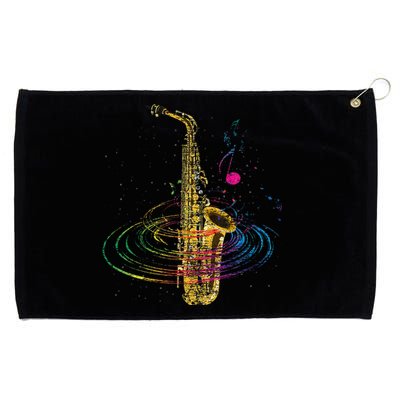 Sax Player Gift Idea Saxophonist Music Notes Saxophone Grommeted Golf Towel