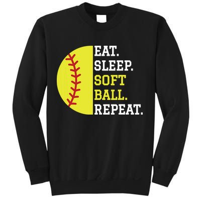 Softball Player Girl Teen Eat Sleep Softball Repeat Sweatshirt