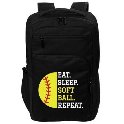 Softball Player Girl Teen Eat Sleep Softball Repeat Impact Tech Backpack
