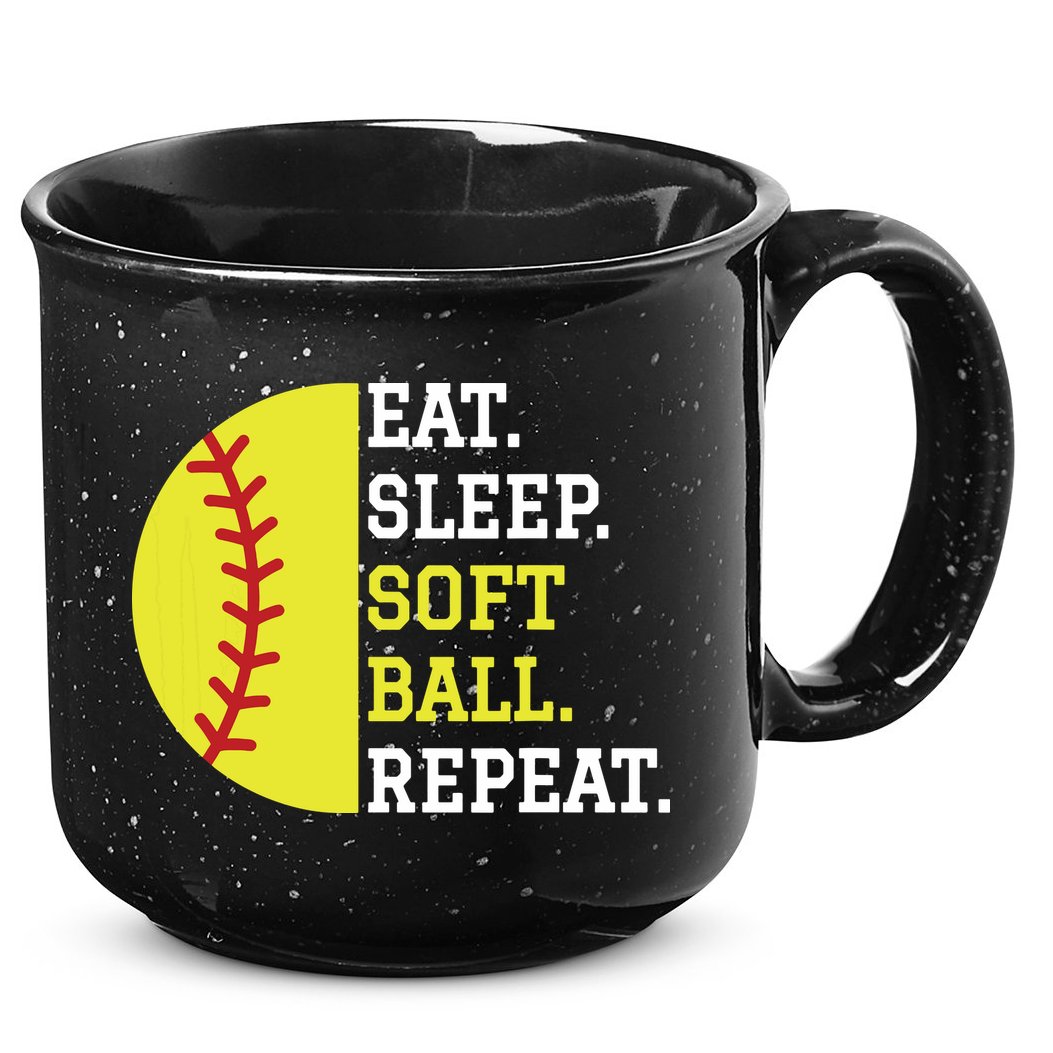 Softball Player Girl Teen Eat Sleep Softball Repeat 15oz Campfire Ceramic Mug