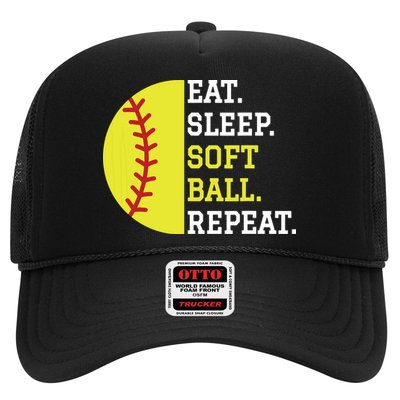 Softball Player Girl Teen Eat Sleep Softball Repeat Trucker Hat