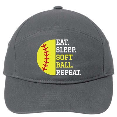 Softball Player Girl Teen Eat Sleep Softball Repeat 7-Panel Snapback Hat