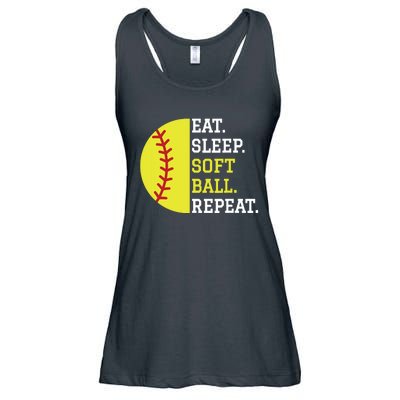 Softball Player Girl Teen Eat Sleep Softball Repeat Ladies Essential Flowy Tank