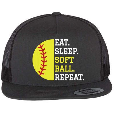 Softball Player Girl Teen Eat Sleep Softball Repeat Flatbill Hat