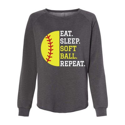 Softball Player Girl Teen Eat Sleep Softball Repeat Womens California Wash Sweatshirt