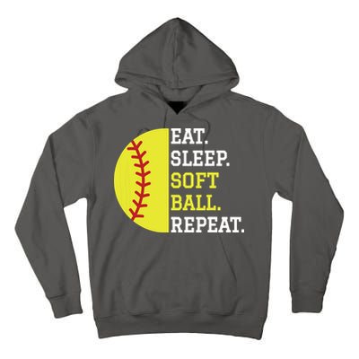 Softball Player Girl Teen Eat Sleep Softball Repeat Tall Hoodie