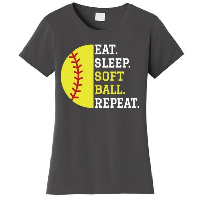 Softball Player Girl Teen Eat Sleep Softball Repeat Women's T-Shirt