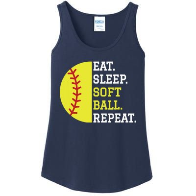 Softball Player Girl Teen Eat Sleep Softball Repeat Ladies Essential Tank