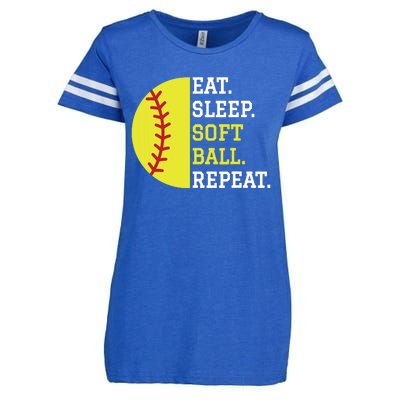 Softball Player Girl Teen Eat Sleep Softball Repeat Enza Ladies Jersey Football T-Shirt