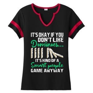 Smart People Game Anyway  Dominoes Lover Domino Player Ladies Halftime Notch Neck Tee