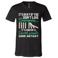 Smart People Game Anyway  Dominoes Lover Domino Player V-Neck T-Shirt