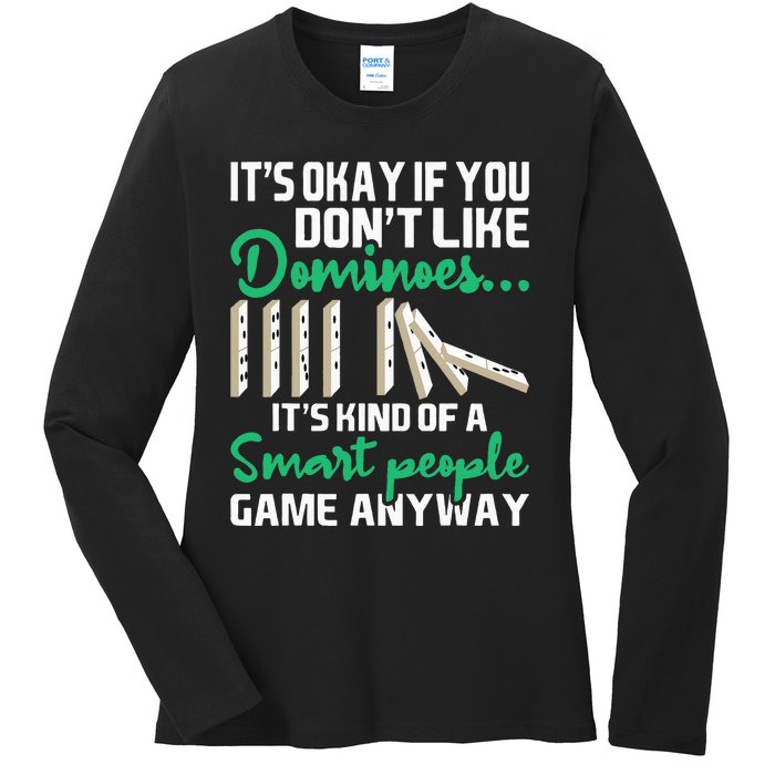 Smart People Game Anyway  Dominoes Lover Domino Player Ladies Long Sleeve Shirt