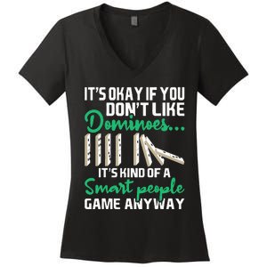 Smart People Game Anyway  Dominoes Lover Domino Player Women's V-Neck T-Shirt