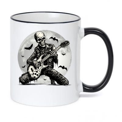 Skeleton Playing Guitar Punk Rock Music Halloween Gift 11oz Black Color Changing Mug