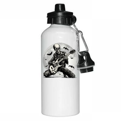 Skeleton Playing Guitar Punk Rock Music Halloween Gift Aluminum Water Bottle