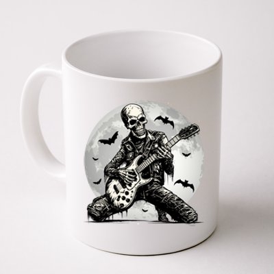 Skeleton Playing Guitar Punk Rock Music Halloween Gift Coffee Mug