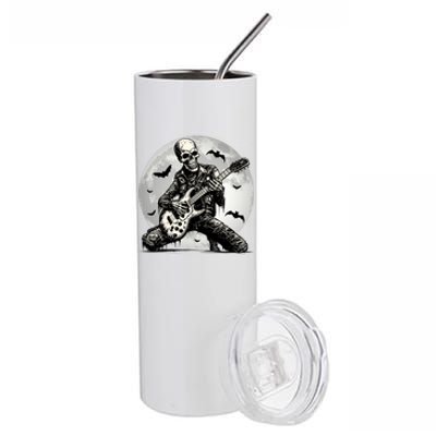 Skeleton Playing Guitar Punk Rock Music Halloween Gift Stainless Steel Tumbler