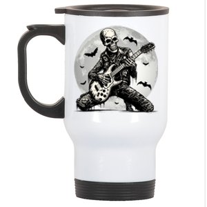 Skeleton Playing Guitar Punk Rock Music Halloween Gift Stainless Steel Travel Mug