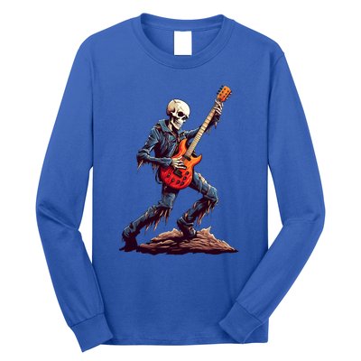 Skeleton Playing Guitar Rock And Roll Skeleton Hand Gift Long Sleeve Shirt