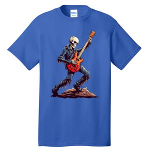 Skeleton Playing Guitar Rock And Roll Skeleton Hand Gift Tall T-Shirt