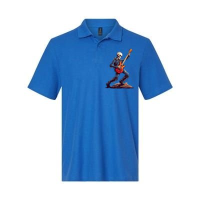 Skeleton Playing Guitar Rock And Roll Skeleton Hand Gift Softstyle Adult Sport Polo