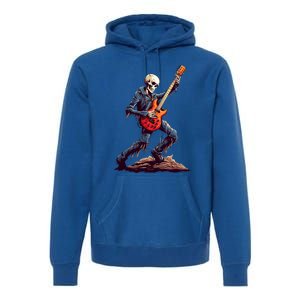 Skeleton Playing Guitar Rock And Roll Skeleton Hand Gift Premium Hoodie