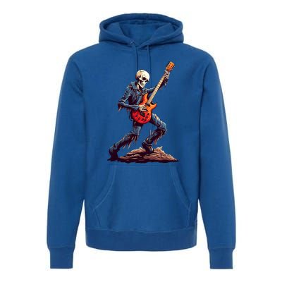 Skeleton Playing Guitar Rock And Roll Skeleton Hand Gift Premium Hoodie