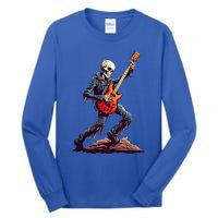 Skeleton Playing Guitar Rock And Roll Skeleton Hand Gift Tall Long Sleeve T-Shirt