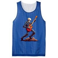 Skeleton Playing Guitar Rock And Roll Skeleton Hand Gift Mesh Reversible Basketball Jersey Tank