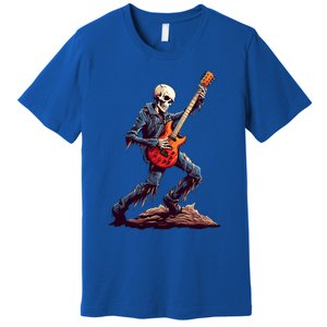 Skeleton Playing Guitar Rock And Roll Skeleton Hand Gift Premium T-Shirt