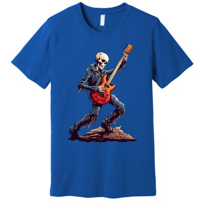 Skeleton Playing Guitar Rock And Roll Skeleton Hand Gift Premium T-Shirt