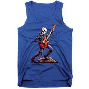 Skeleton Playing Guitar Rock And Roll Skeleton Hand Gift Tank Top