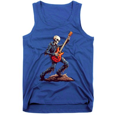 Skeleton Playing Guitar Rock And Roll Skeleton Hand Gift Tank Top