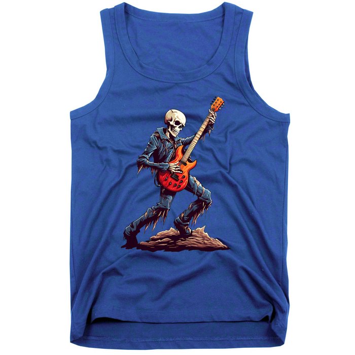 Skeleton Playing Guitar Rock And Roll Skeleton Hand Gift Tank Top