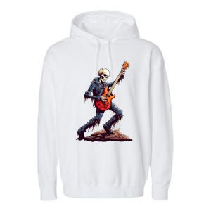 Skeleton Playing Guitar Rock And Roll Skeleton Hand Gift Garment-Dyed Fleece Hoodie