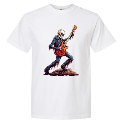 Skeleton Playing Guitar Rock And Roll Skeleton Hand Gift Garment-Dyed Heavyweight T-Shirt