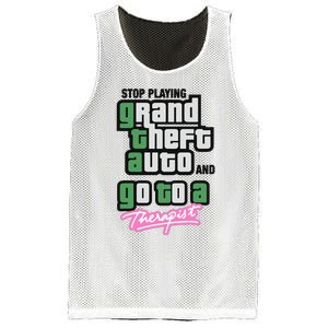 Stop Play Grand Theft Auto And Go To A Therapist Mesh Reversible Basketball Jersey Tank