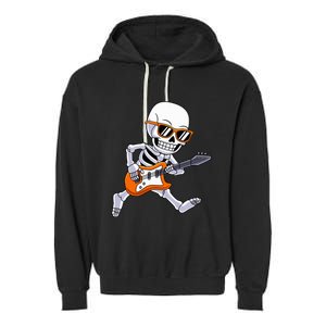 Skeleton Playing Guitar Rock & Roll Halloween Garment-Dyed Fleece Hoodie