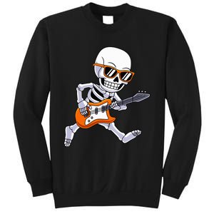 Skeleton Playing Guitar Rock & Roll Halloween Sweatshirt