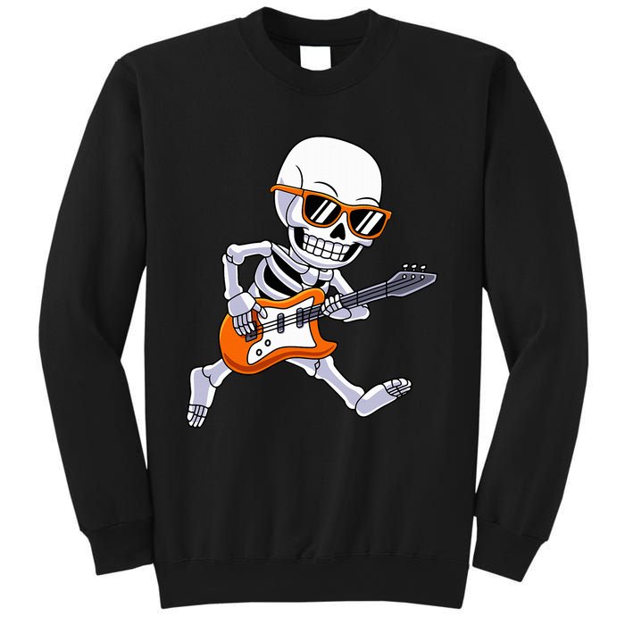 Skeleton Playing Guitar Rock & Roll Halloween Sweatshirt