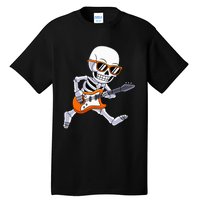 Skeleton Playing Guitar Rock & Roll Halloween Tall T-Shirt