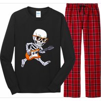 Skeleton Playing Guitar Rock & Roll Halloween Long Sleeve Pajama Set