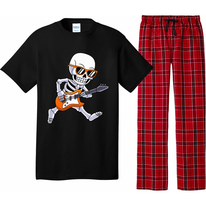 Skeleton Playing Guitar Rock & Roll Halloween Pajama Set