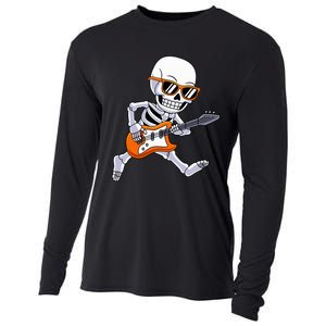 Skeleton Playing Guitar Rock & Roll Halloween Cooling Performance Long Sleeve Crew