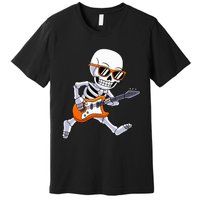 Skeleton Playing Guitar Rock & Roll Halloween Premium T-Shirt